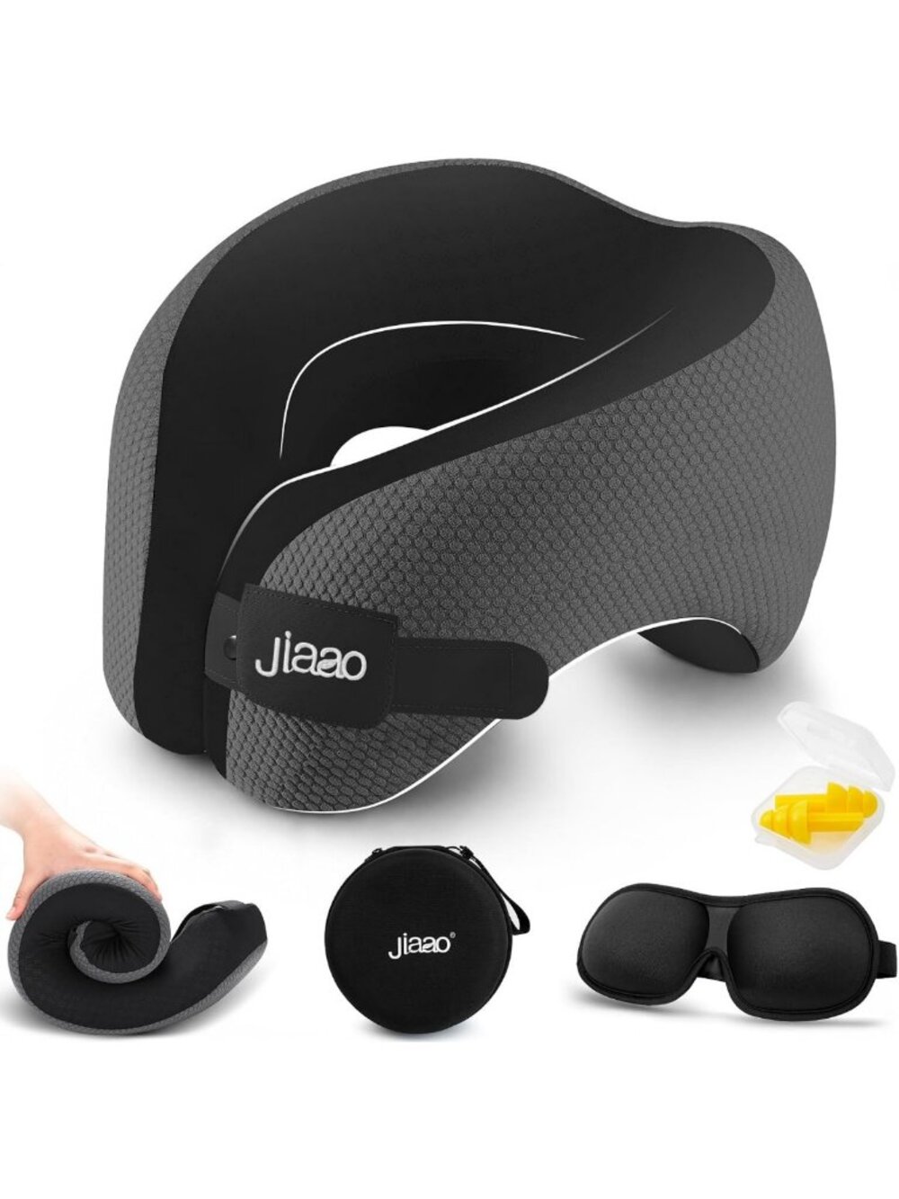 Ergonomic Memory Foam Travel Neck Pillow for Airplanes & Road Trips